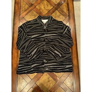 Caroline Rose Women's Animal‎ Stripe Textured Stretch Jacket Size L Contemporary